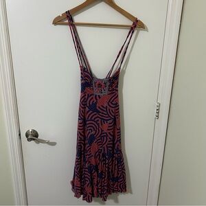 Free People Vibrant Pink and Purple Sleeveless Mini Dress Size Medium